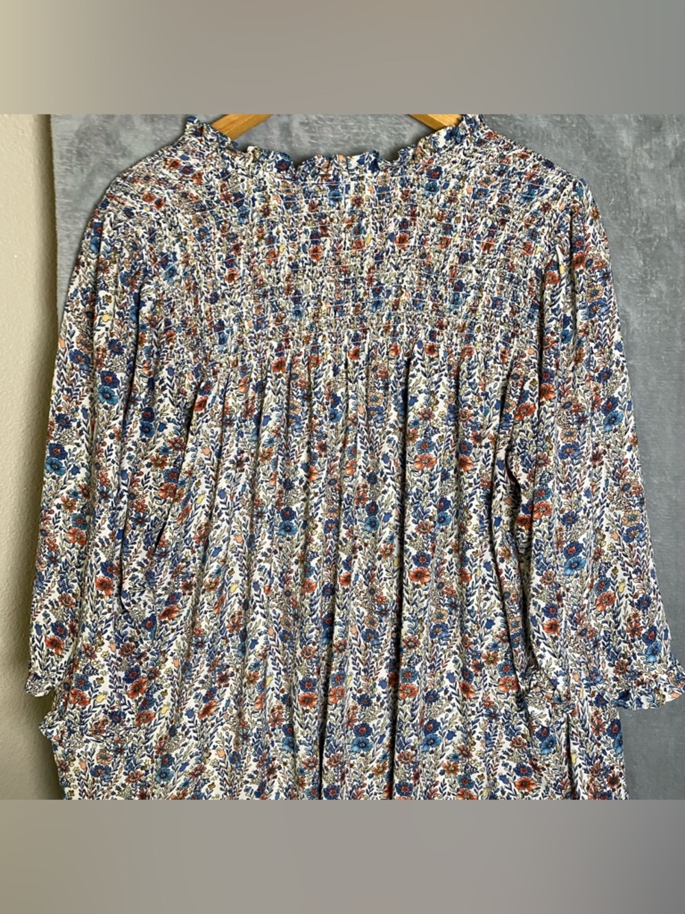 Rose + Olive Floral Sheer Boho Top 2X Multicolor Feminine Romantic work Blouse - Picture 8 of 8